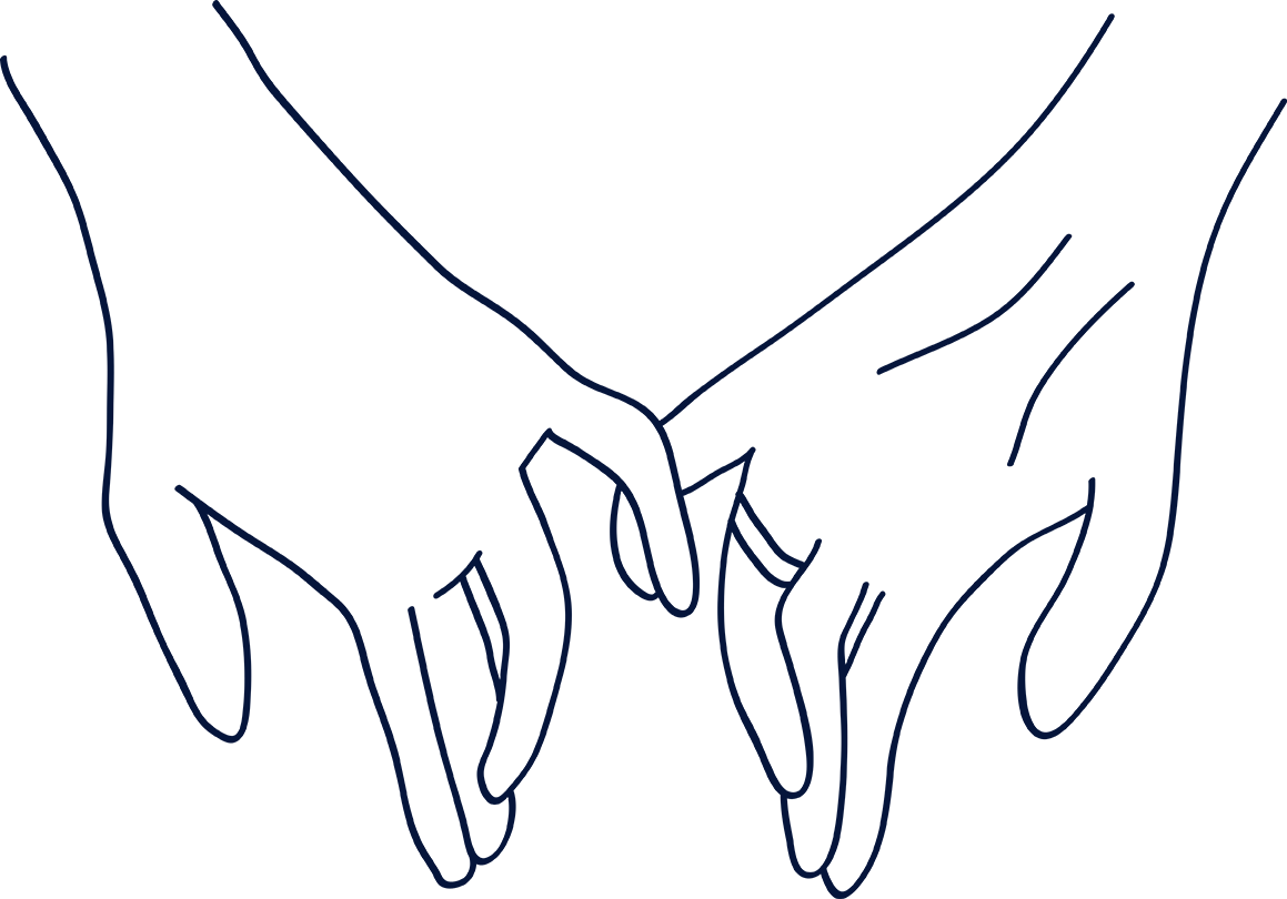 Two hands wearing wedding bands